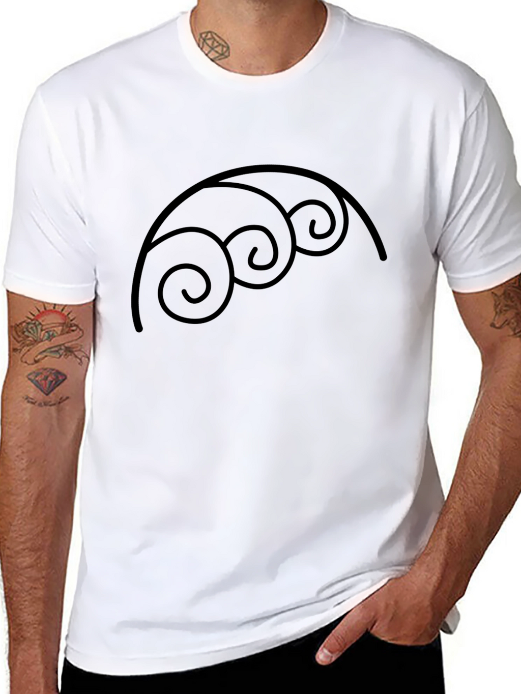 Abstract Swirl Graphic Black T-Shirt