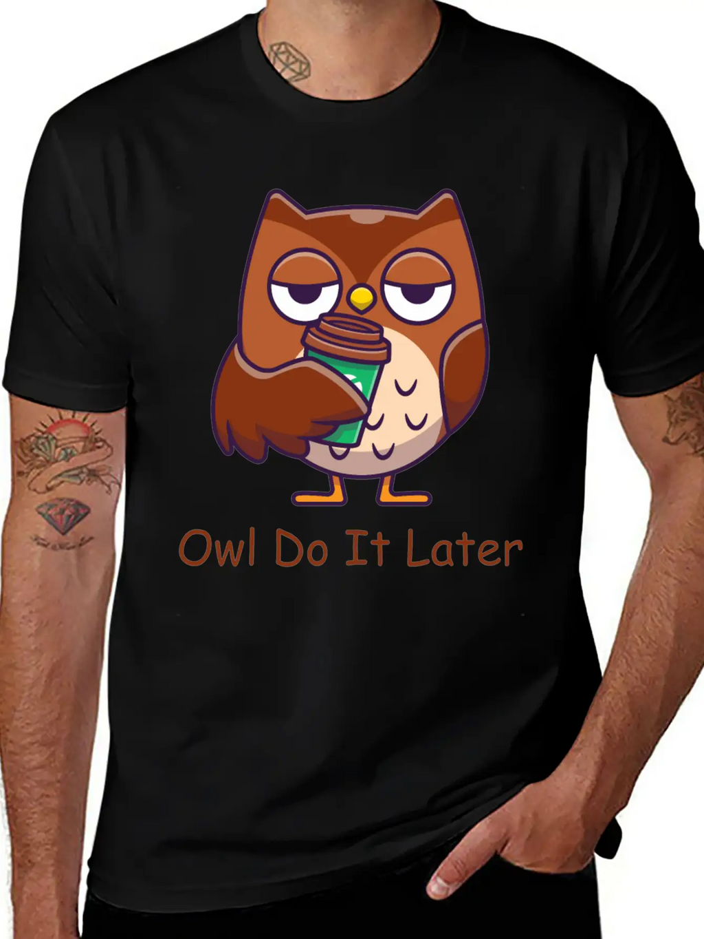 Owl Do It Later Funny Owl Timeless Short Sleeve Tee – Comfy And Minimalist Design