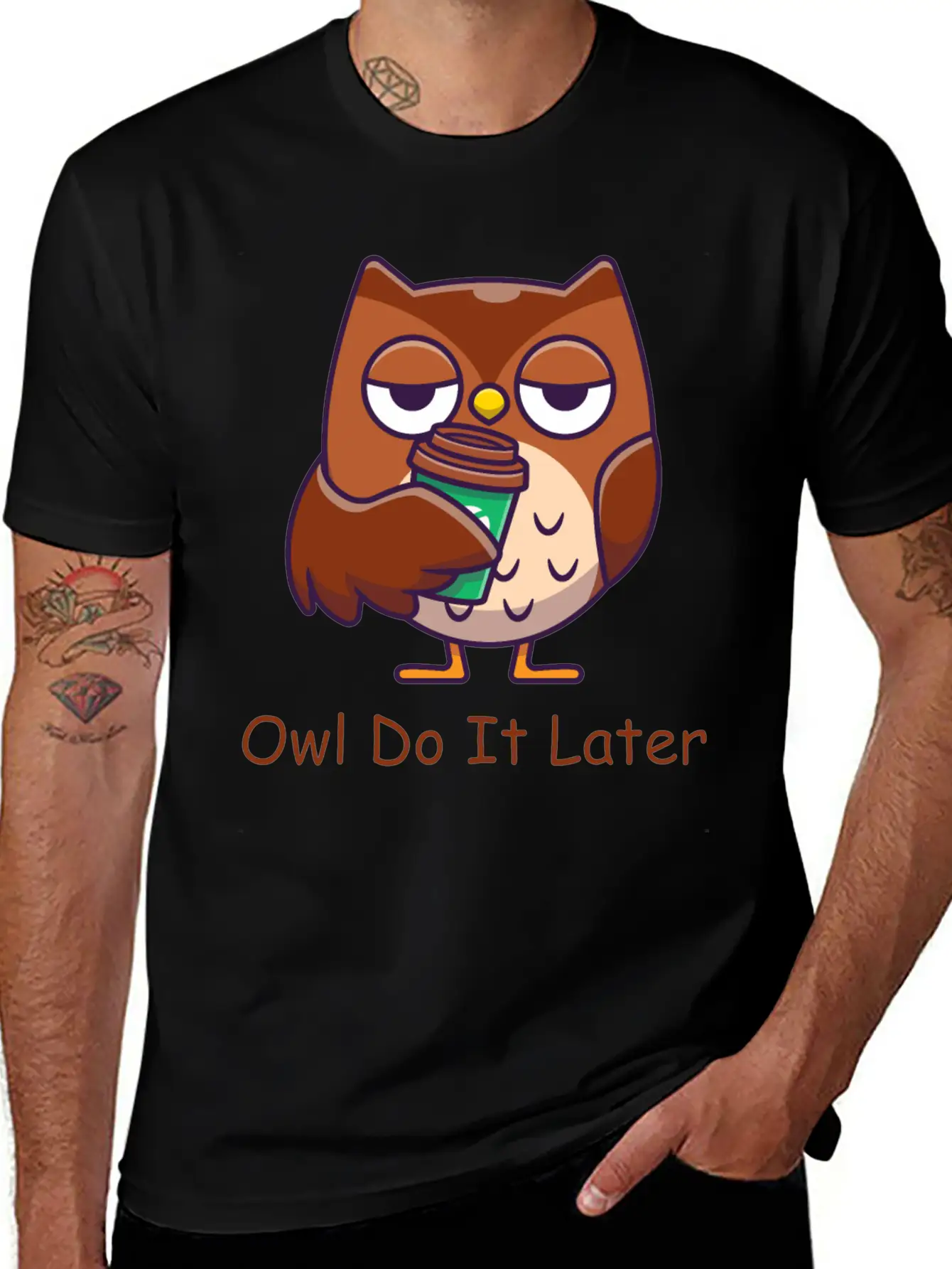 Owl Do It Later Funny Owl Timeless Short Sleeve Tee – Comfy And Minimalist Design
