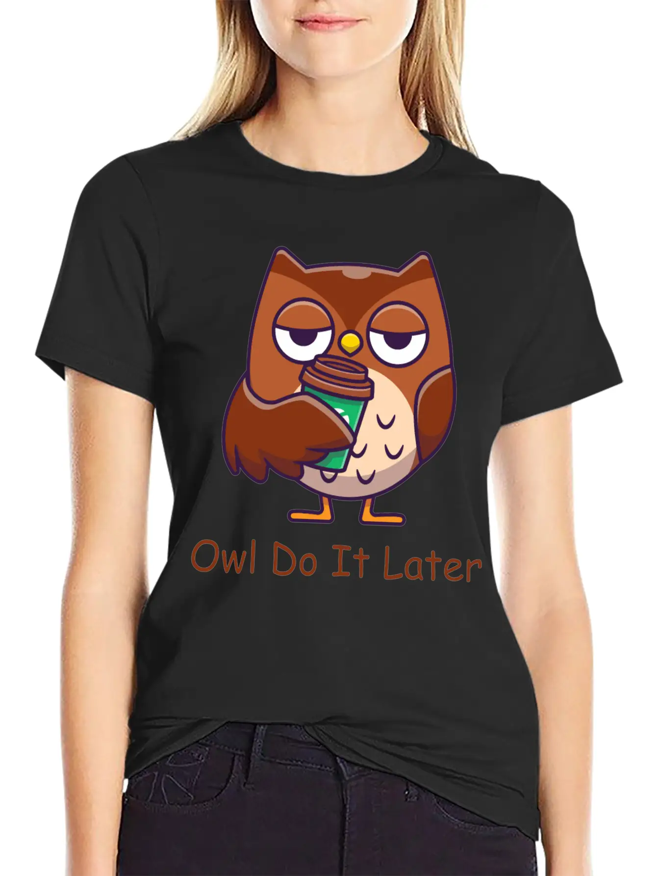 Owl Do It Later Funny Owl Timeless Short Sleeve Tee – Comfy And Minimalist Design