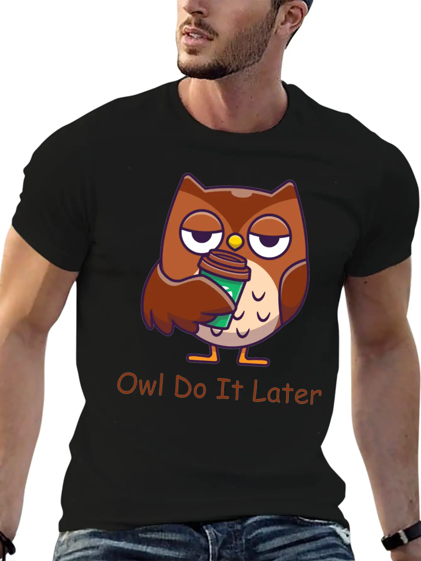 Owl Do It Later Funny Owl Timeless Short Sleeve Tee – Comfy And Minimalist Design