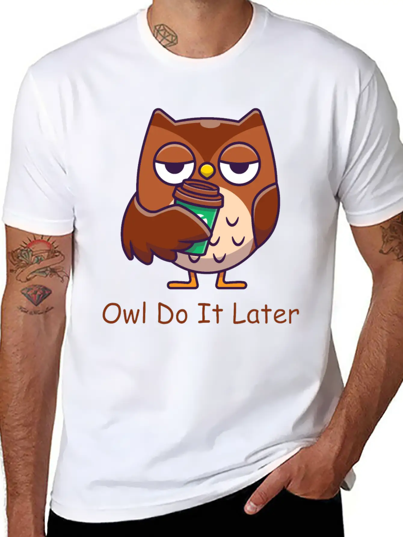 Owl Do It Later Funny Owl Timeless Short Sleeve Tee – Comfy And Minimalist Design