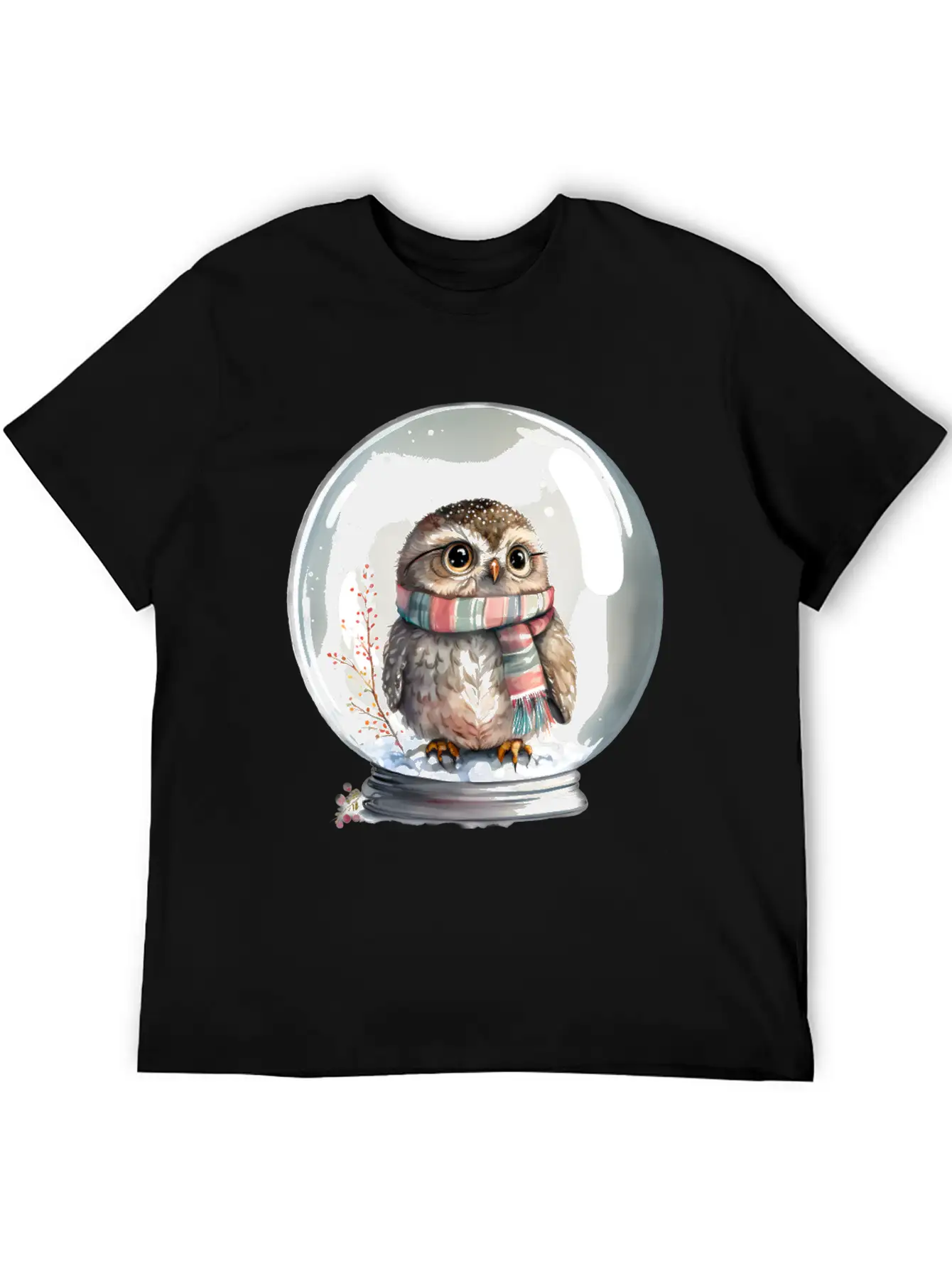 Owl In Snowglobe Unisex Casual T-Shirt – Clean Design For Daily Comfort
