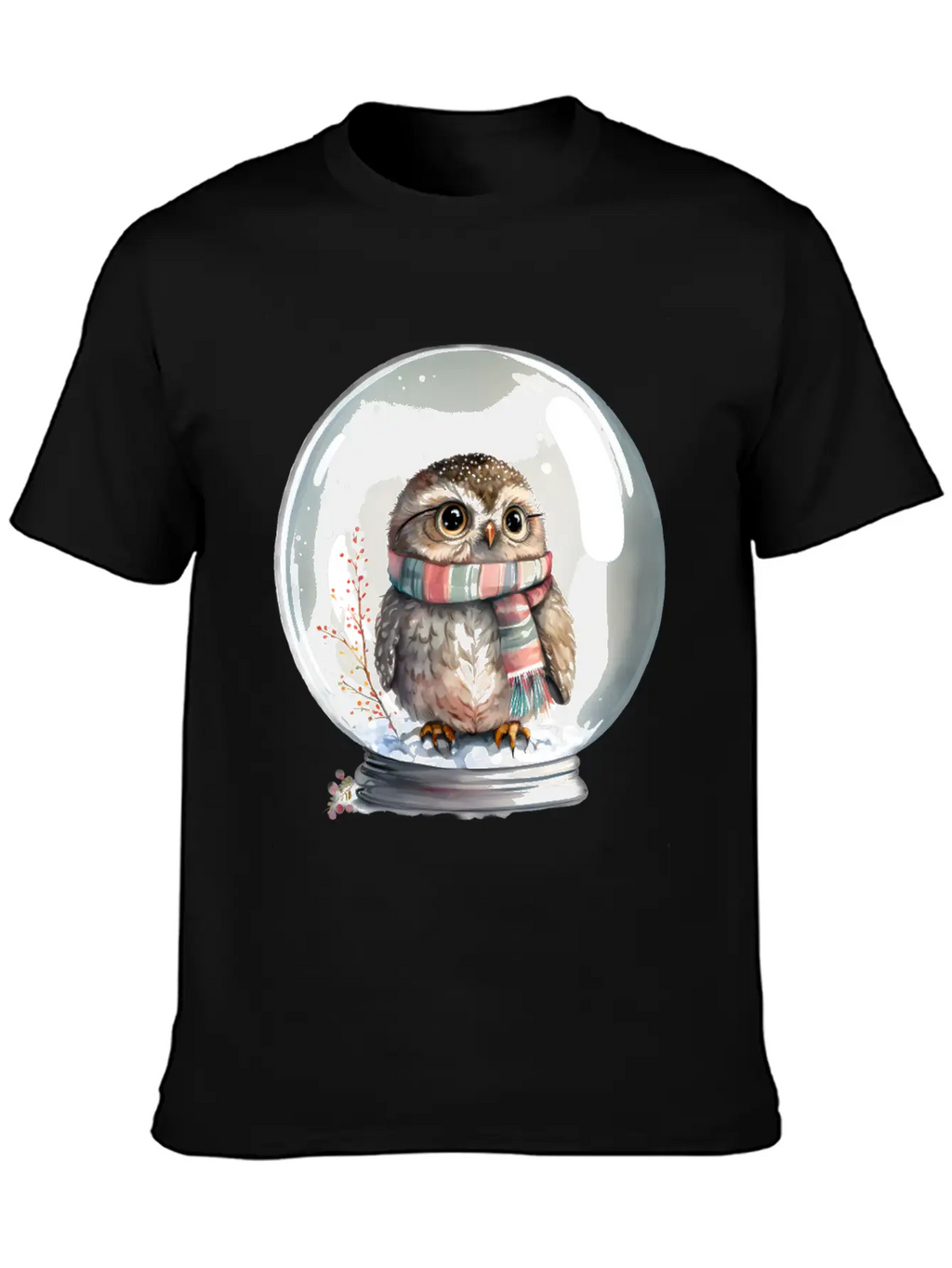 Owl In Snowglobe Unisex Casual T-Shirt – Clean Design For Daily Comfort