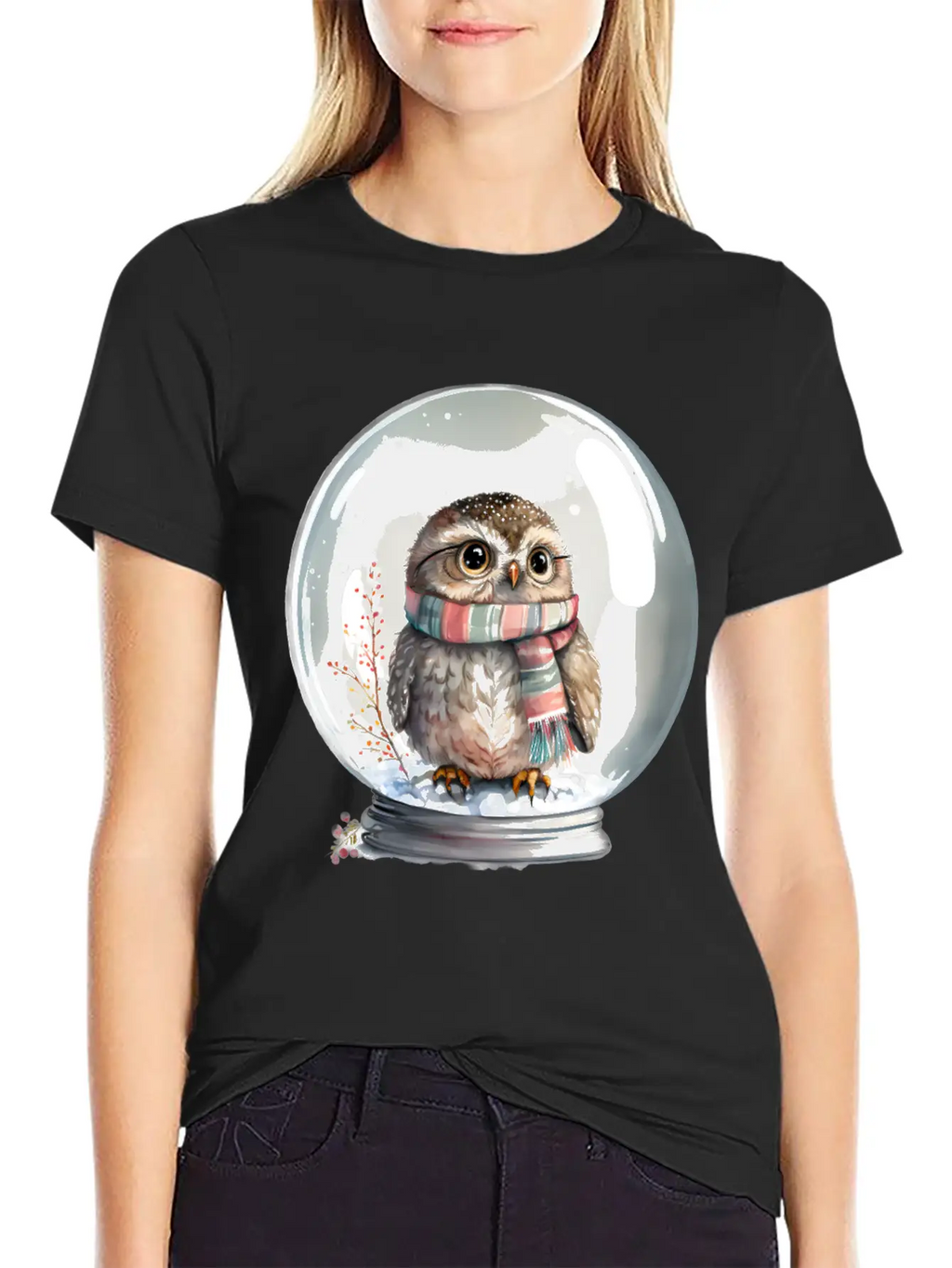 Owl In Snowglobe Unisex Casual T-Shirt – Clean Design For Daily Comfort