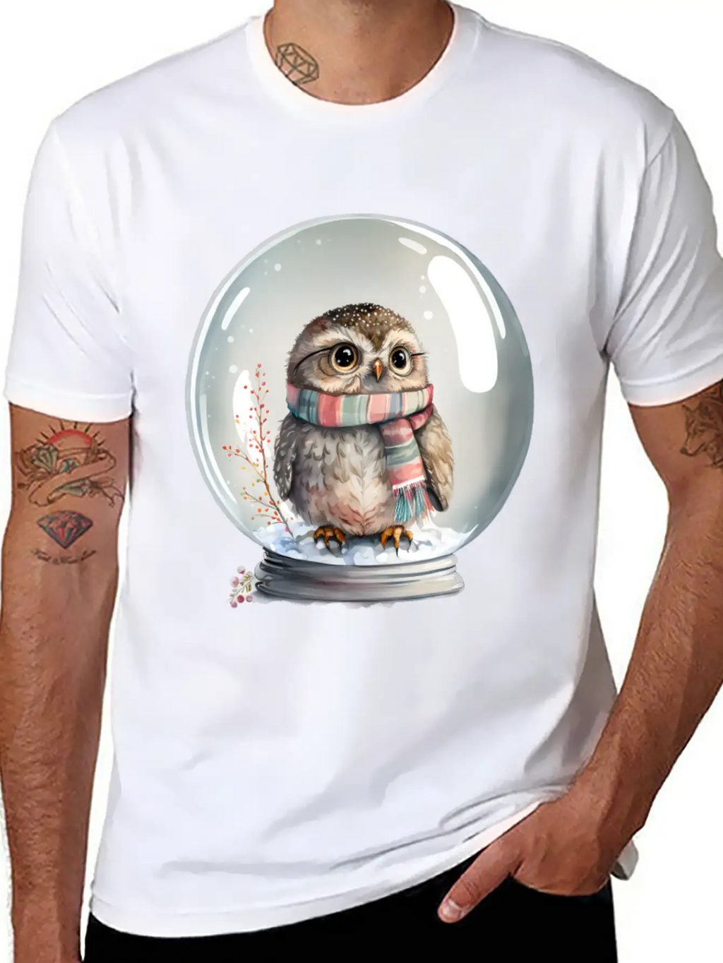 Owl In Snowglobe Unisex Casual T-Shirt – Clean Design For Daily Comfort