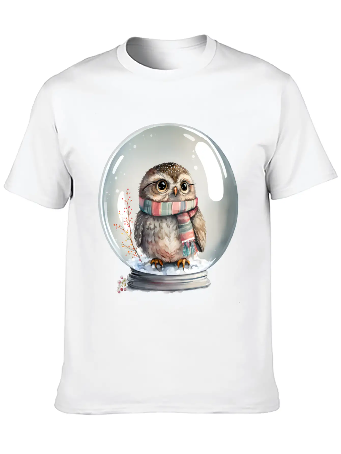 Owl In Snowglobe Unisex Casual T-Shirt – Clean Design For Daily Comfort