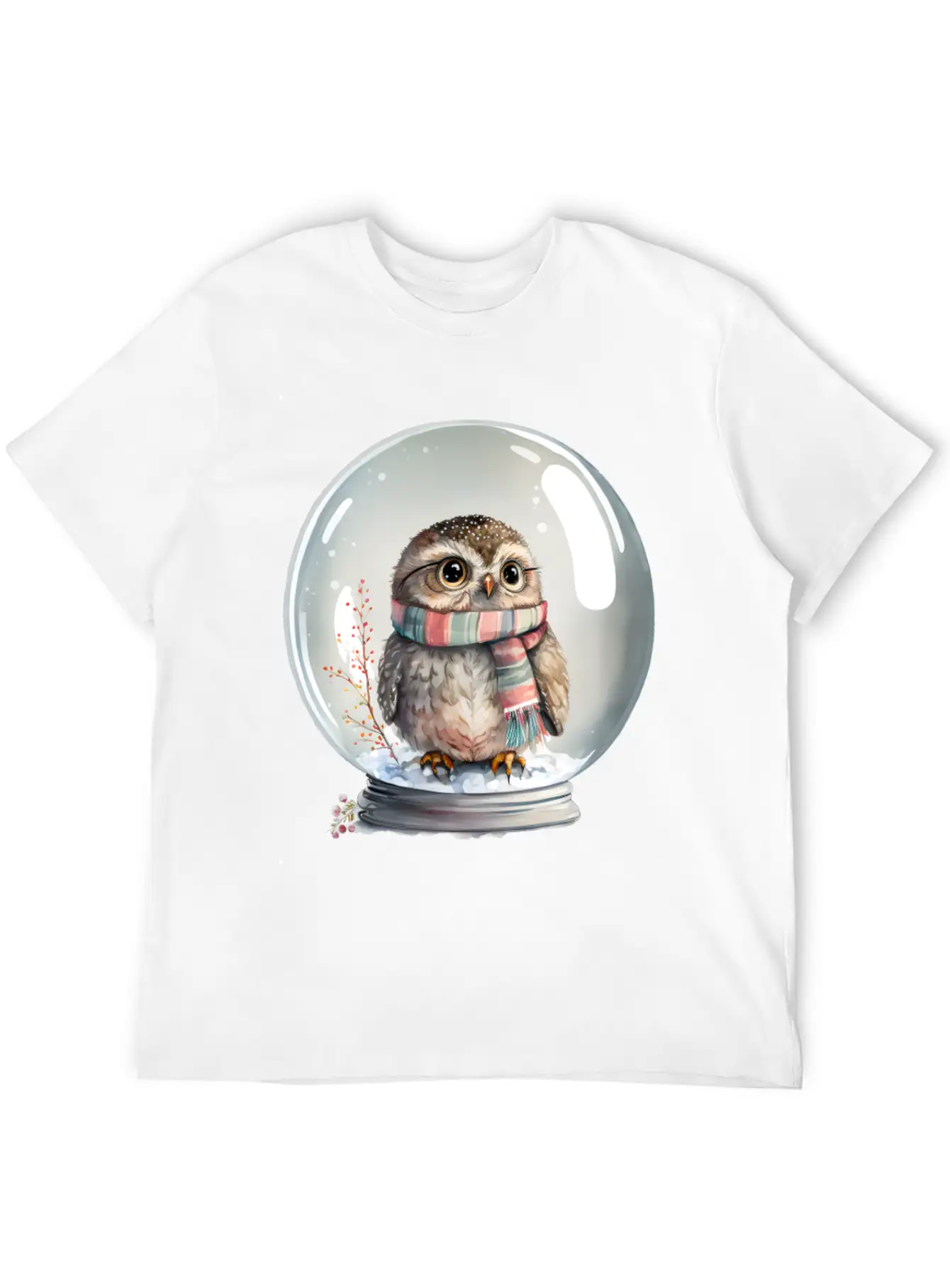 Owl In Snowglobe Unisex Casual T-Shirt – Clean Design For Daily Comfort