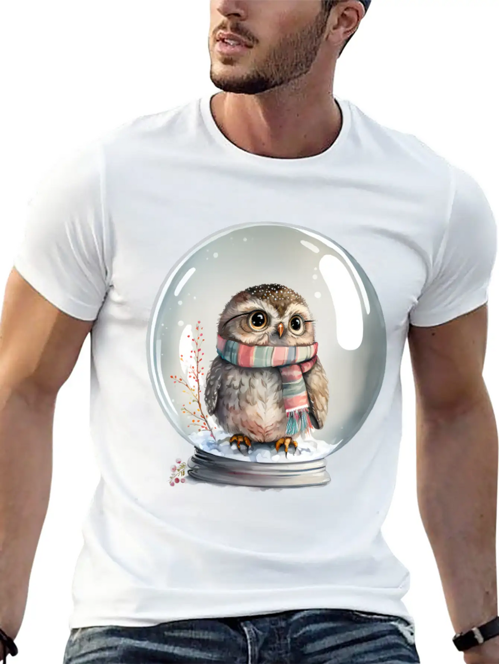 Owl In Snowglobe Unisex Casual T-Shirt – Clean Design For Daily Comfort