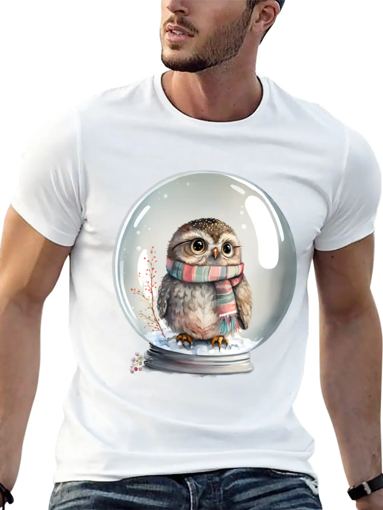 Owl In Snowglobe Unisex Casual T-Shirt – Clean Design For Daily Comfort