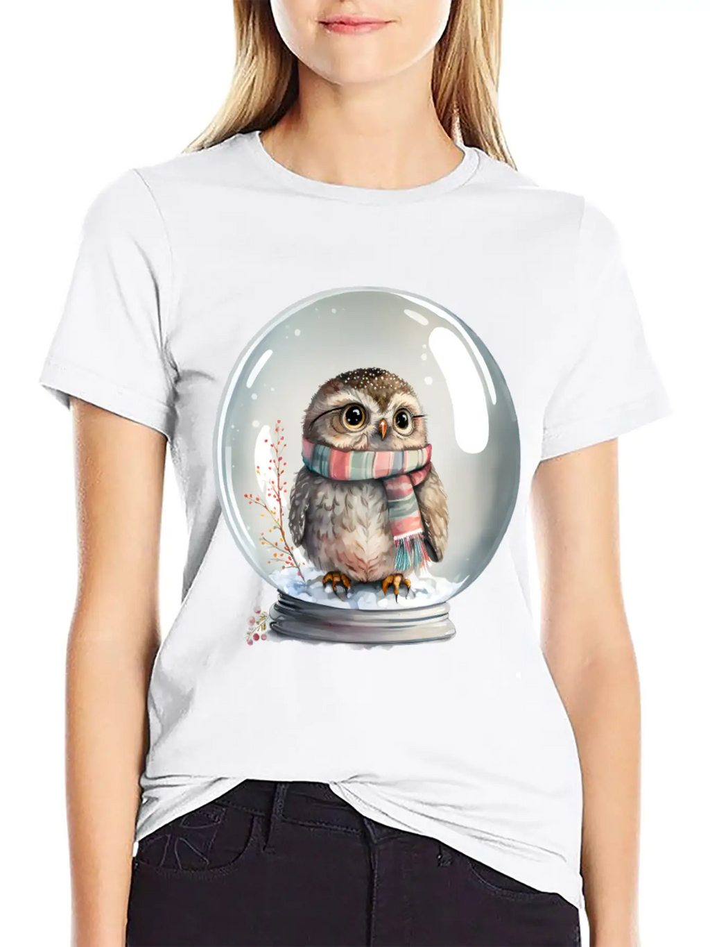 Owl In Snowglobe Unisex Casual T-Shirt – Clean Design For Daily Comfort