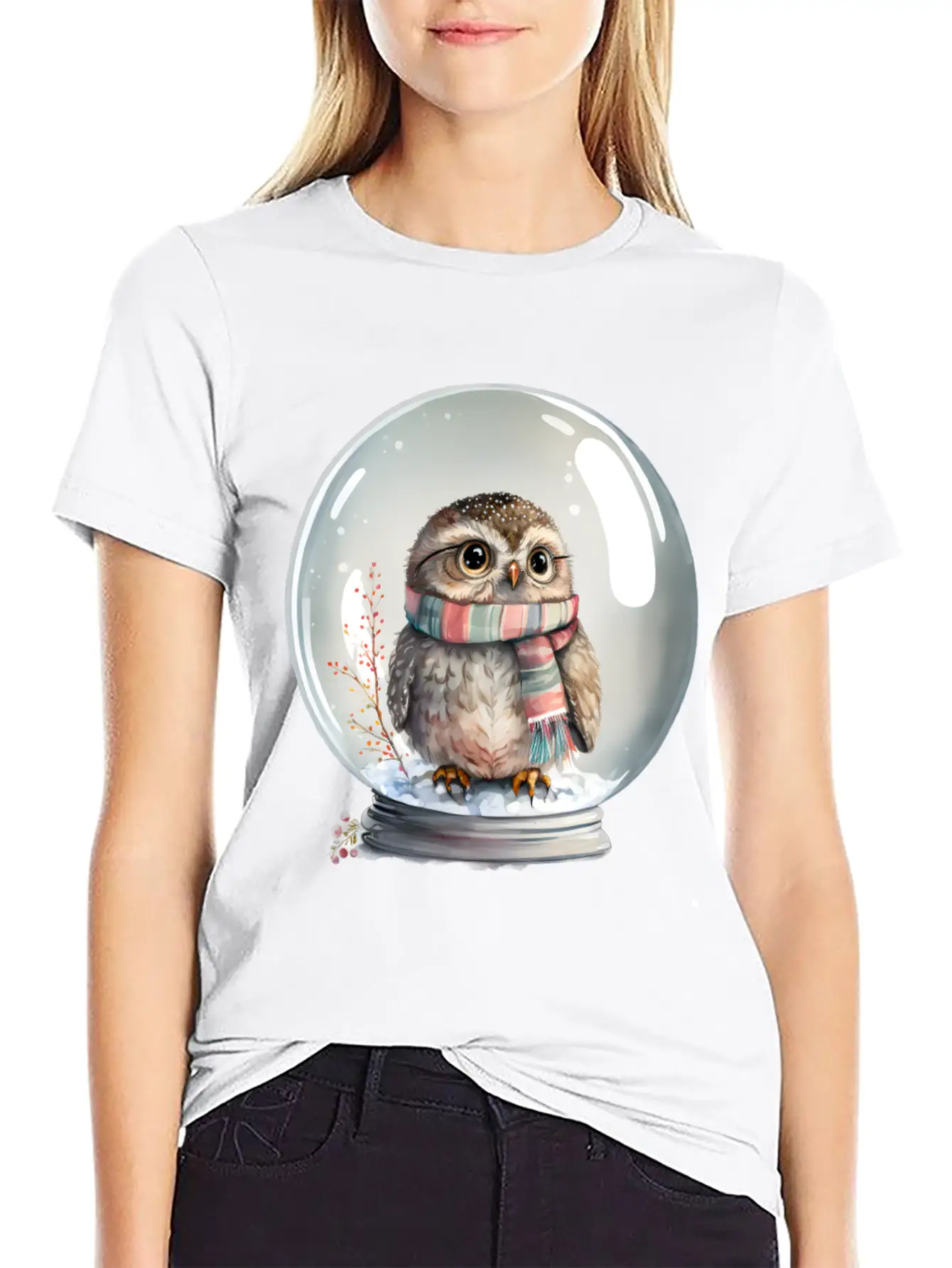 Owl In Snowglobe Unisex Casual T-Shirt – Clean Design For Daily Comfort