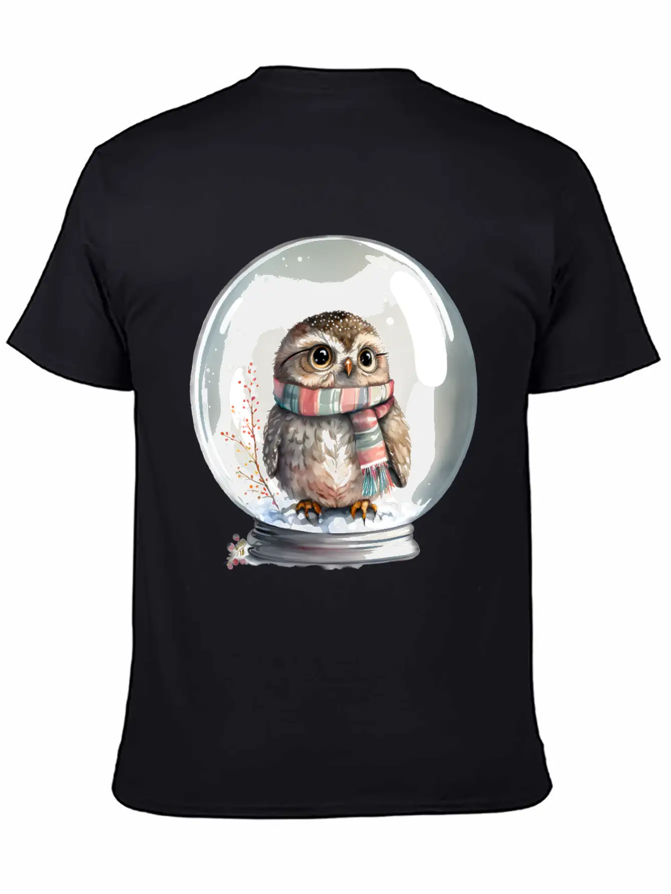 Owl In Snowglobe Unisex Casual T-Shirt – Clean Design For Daily Comfort