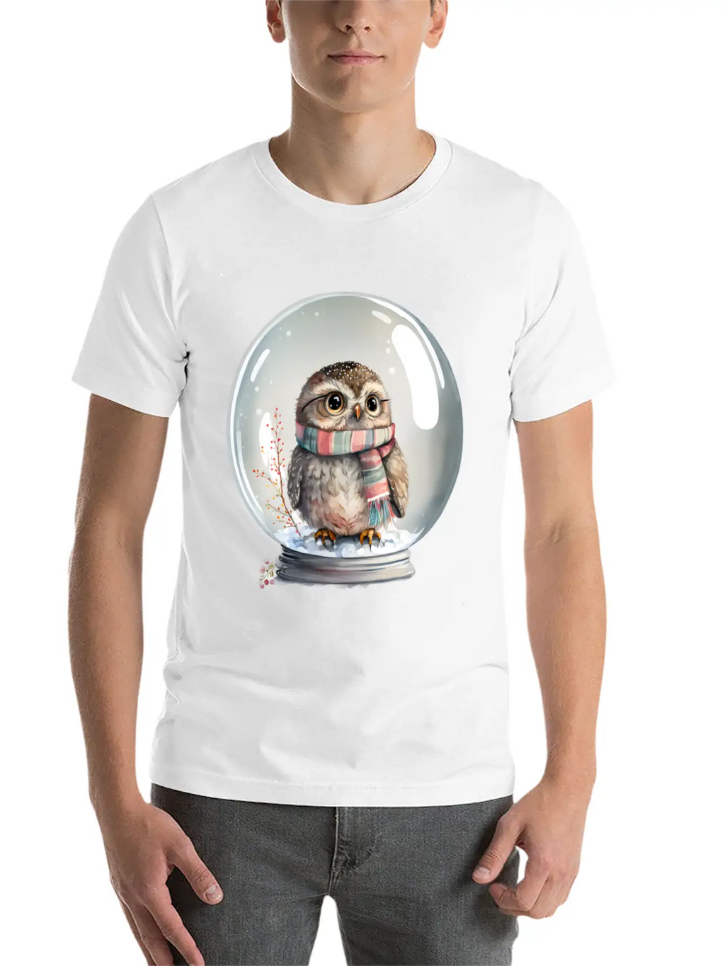 Owl In Snowglobe Unisex Casual T-Shirt – Clean Design For Daily Comfort