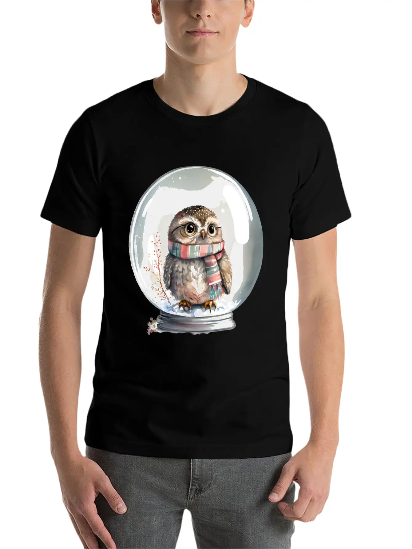 Owl In Snowglobe Unisex Casual T-Shirt – Clean Design For Daily Comfort