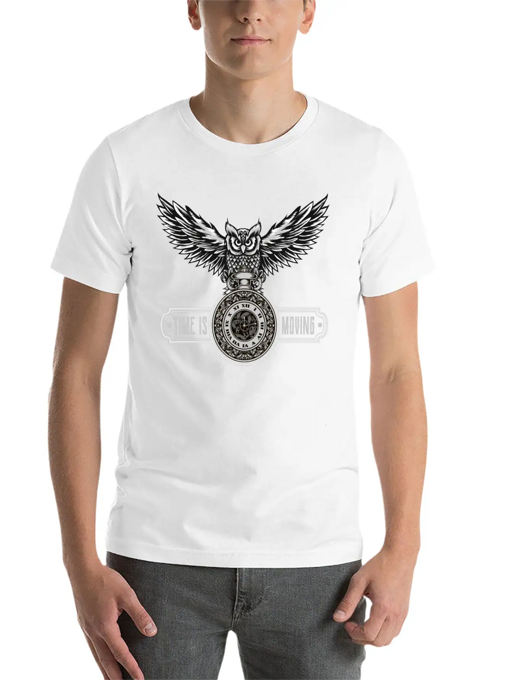Owl With Watch Time Is Moving Steampunk Design Breathable Graphic T-Shirt – Perfect For Casual Days