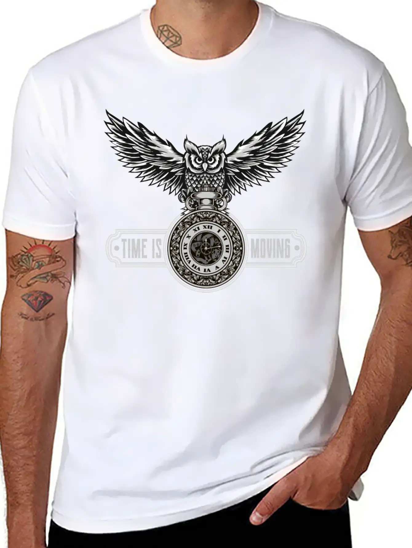 Owl With Watch Time Is Moving Steampunk Design Breathable Graphic T-Shirt – Perfect For Casual Days