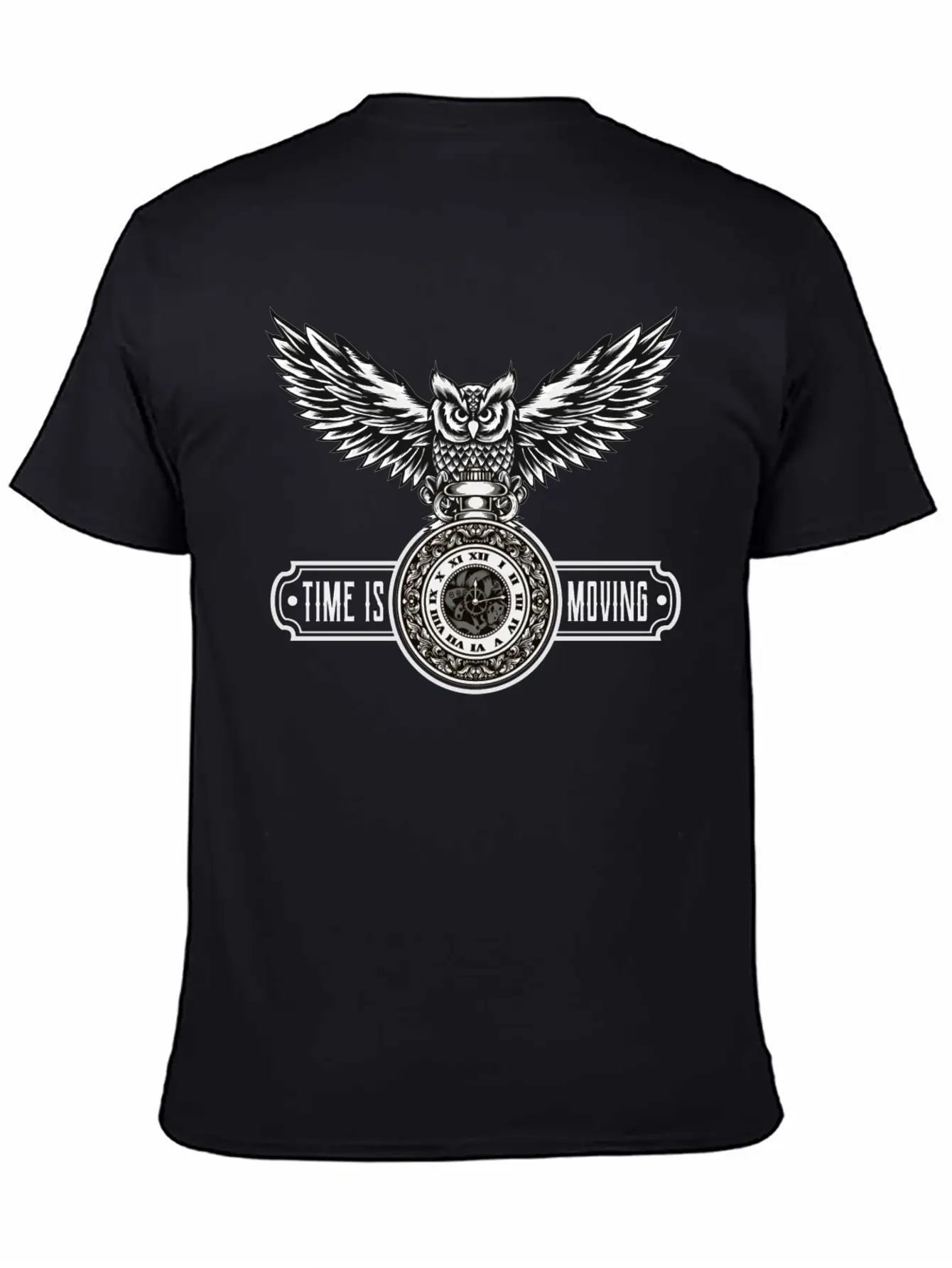 Owl With Watch Time Is Moving Steampunk Design Breathable Graphic T-Shirt – Perfect For Casual Days