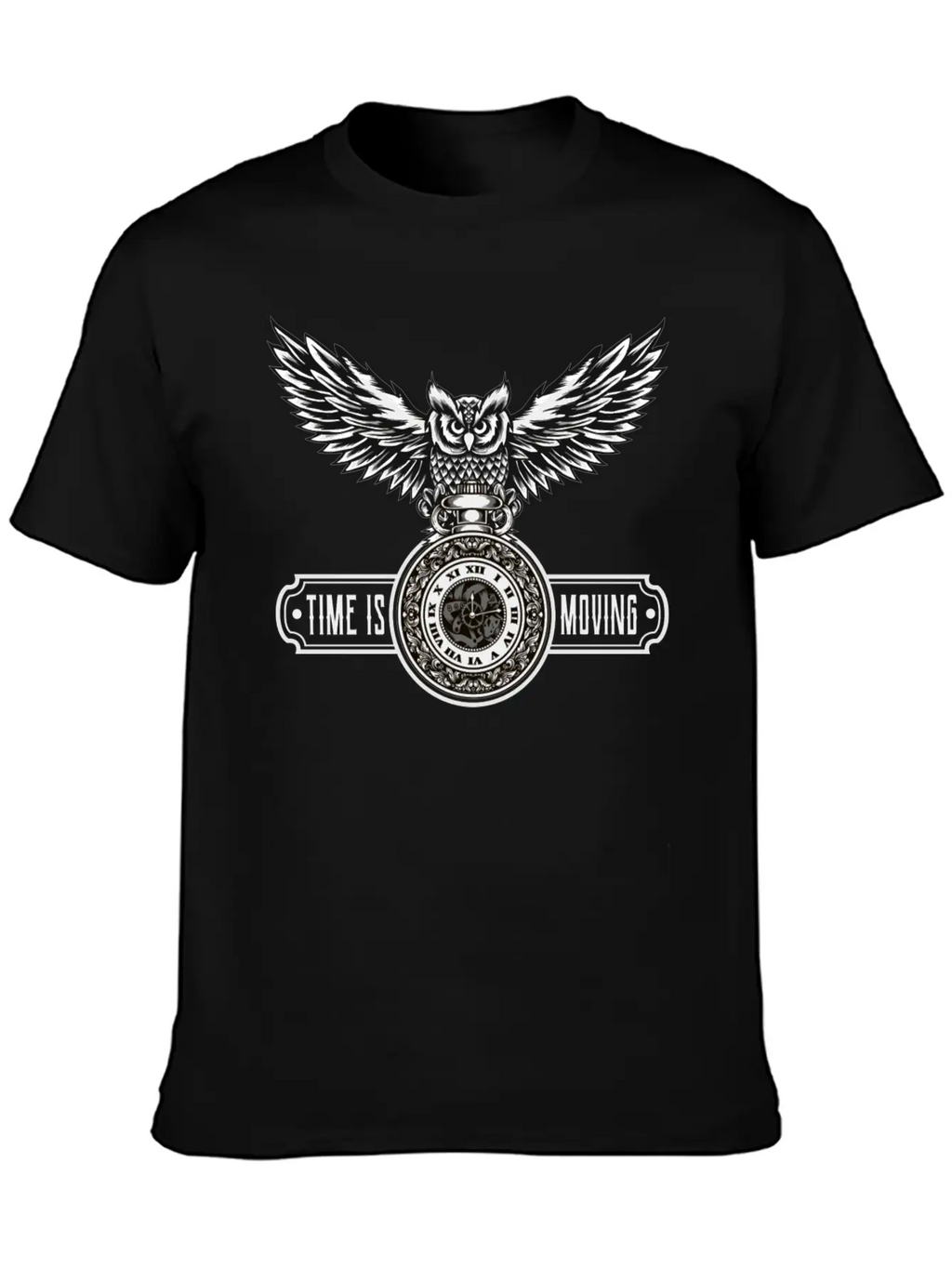 Owl With Watch Time Is Moving Steampunk Design Breathable Graphic T-Shirt – Perfect For Casual Days
