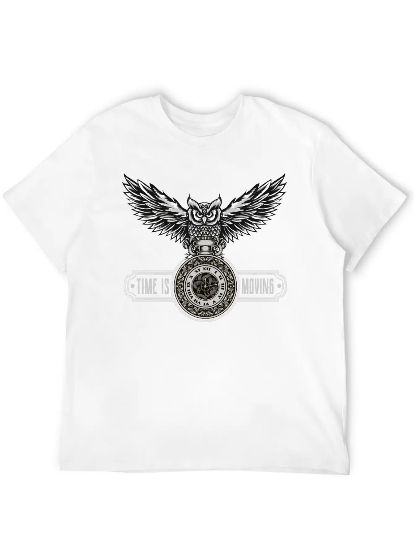 Owl With Watch Time Is Moving Steampunk Design Breathable Graphic T-Shirt – Perfect For Casual Days