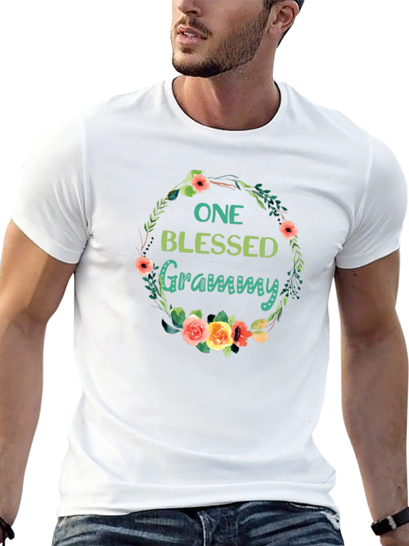 Blessed Grammy Floral Wreath T-Shirt