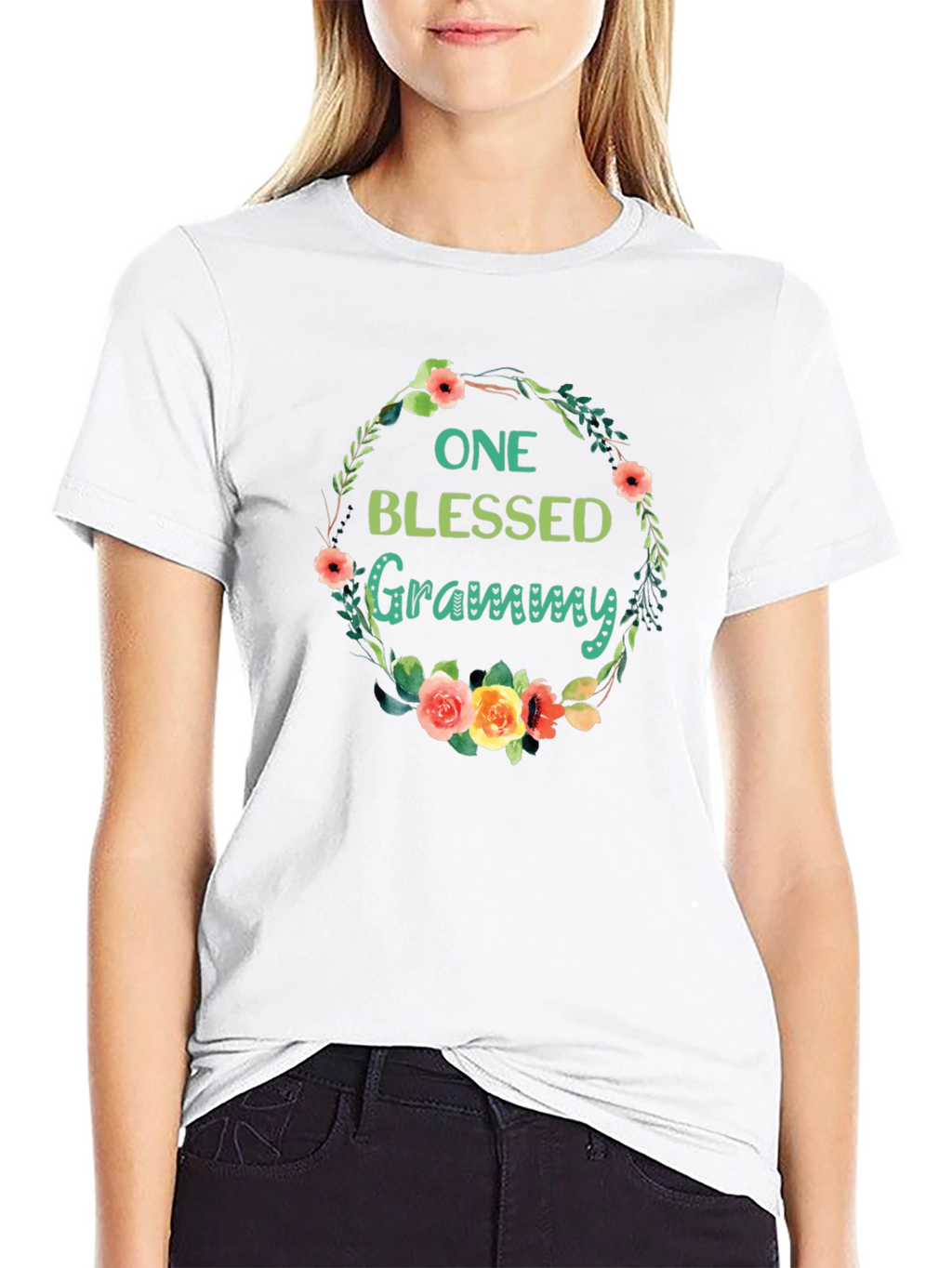 Blessed Grammy Floral Wreath T-Shirt