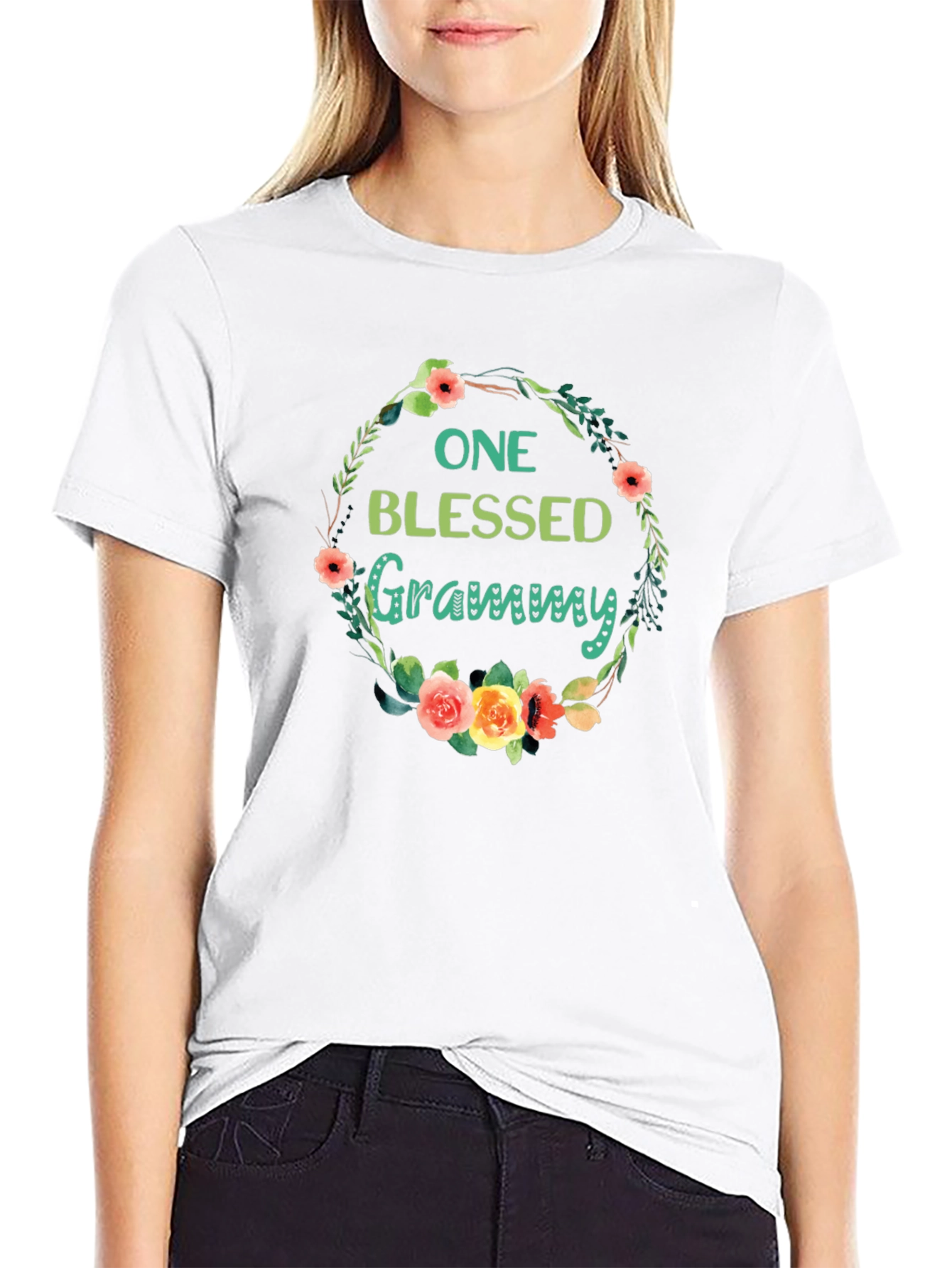 Blessed Grammy Floral Wreath T-Shirt