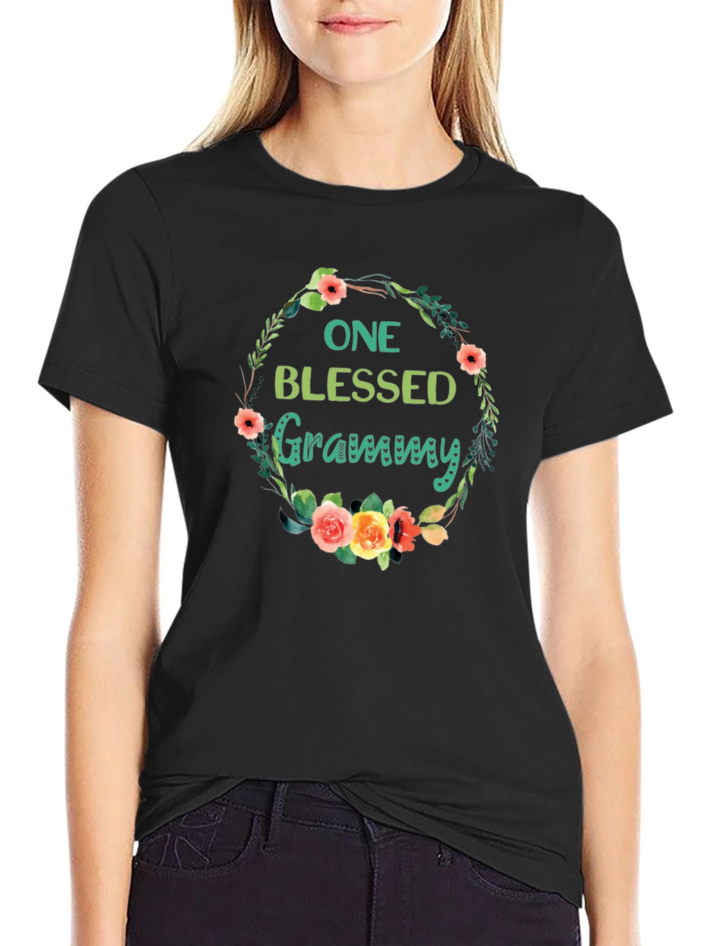 Blessed Grammy Floral Wreath T-Shirt