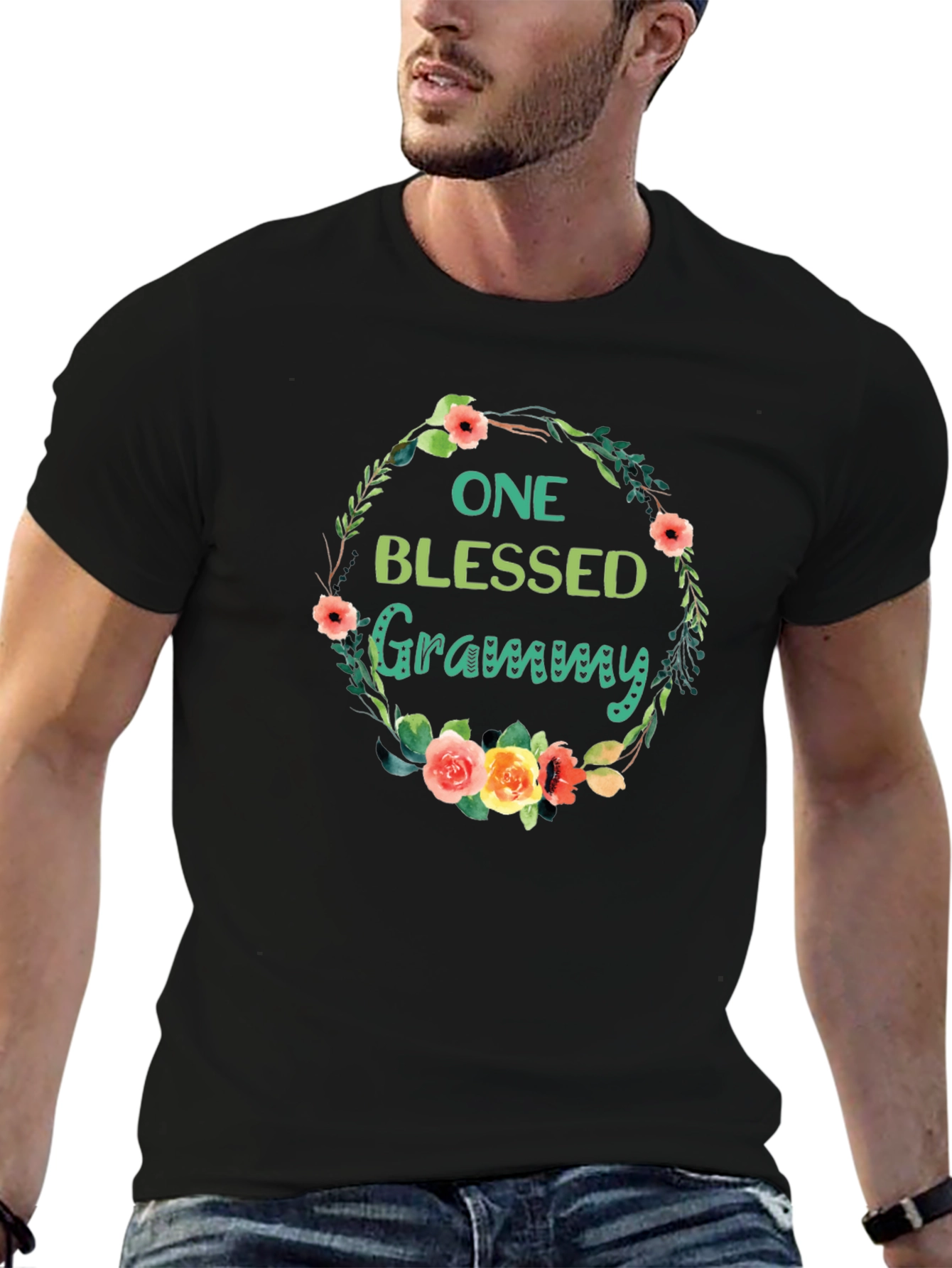 Blessed Grammy Floral Wreath T-Shirt
