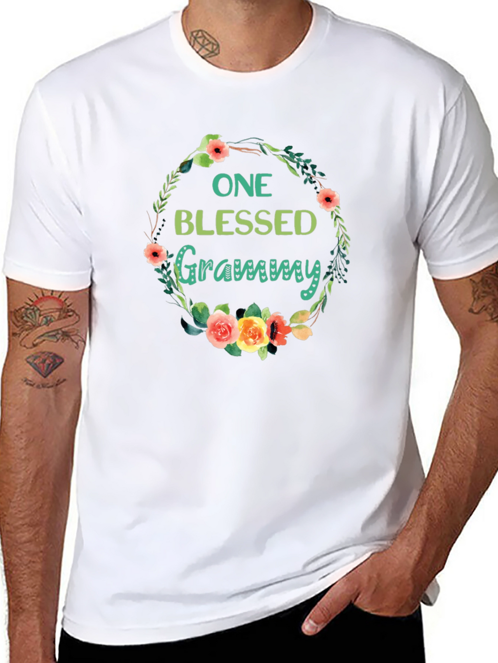 Blessed Grammy Floral Wreath T-Shirt