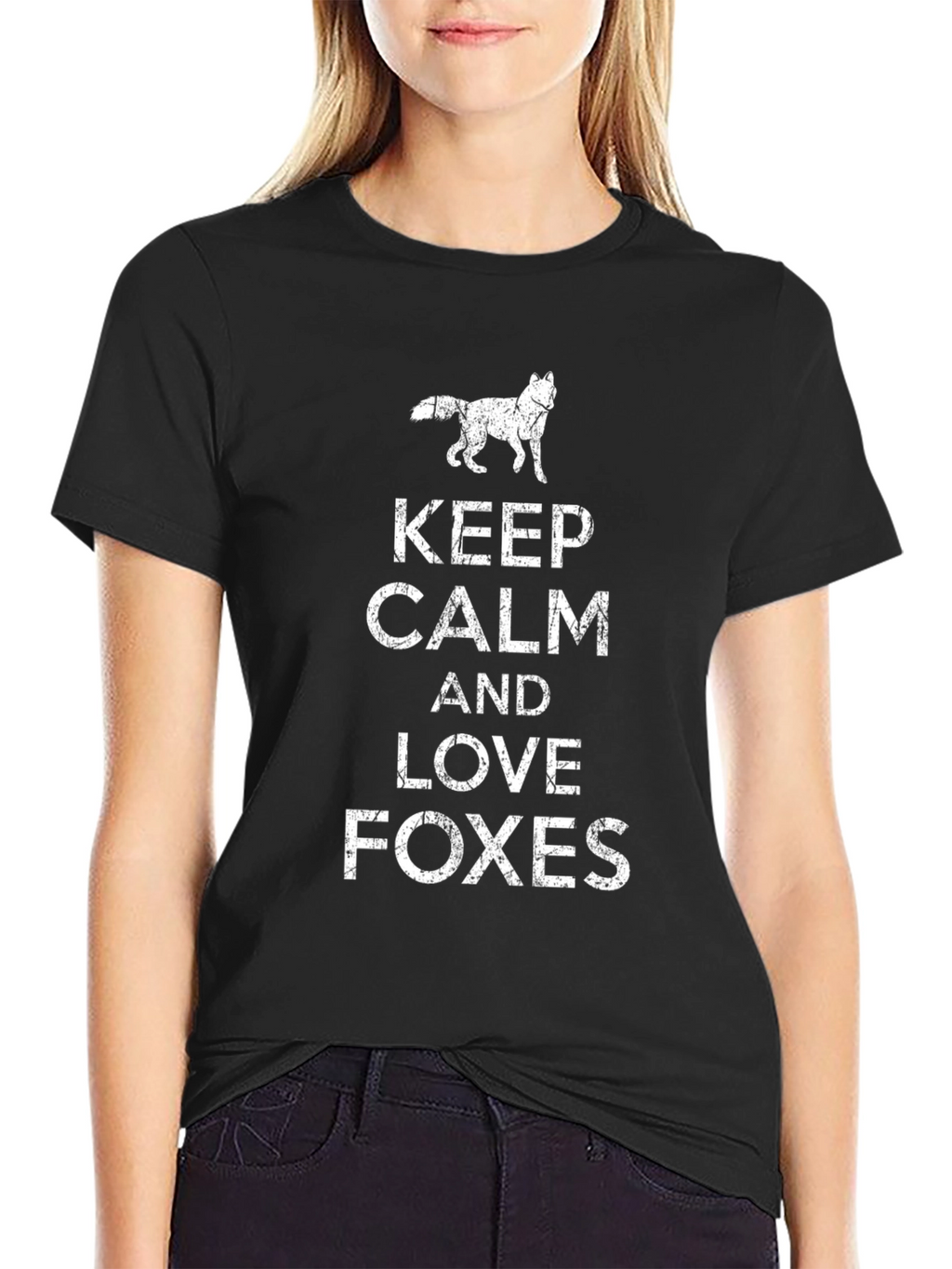 Keep Calm and Love Foxes Black T-Shirt