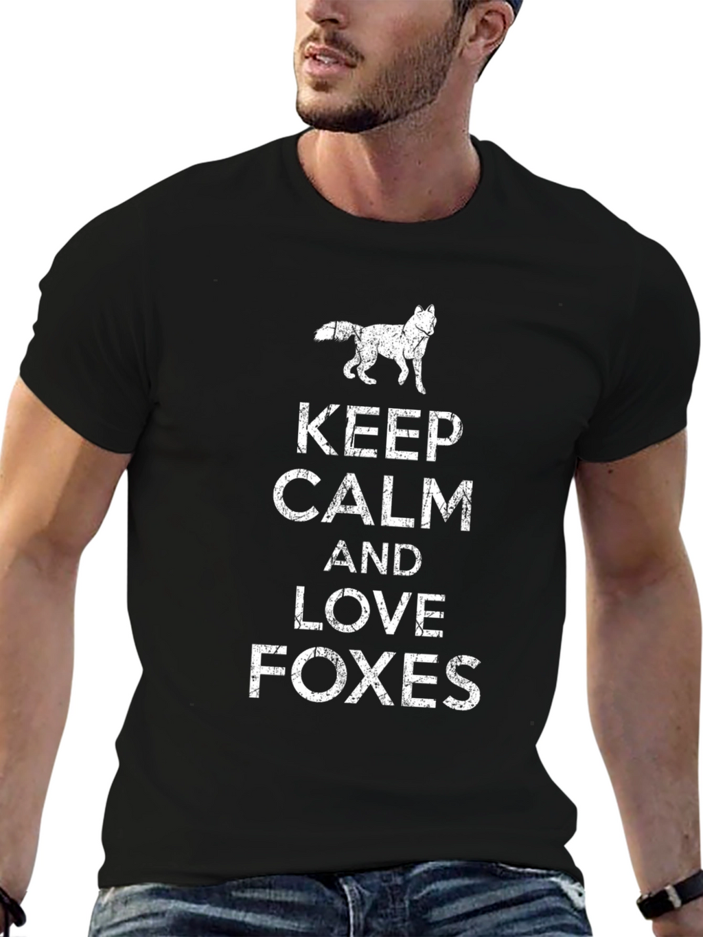 Keep Calm and Love Foxes Black T-Shirt