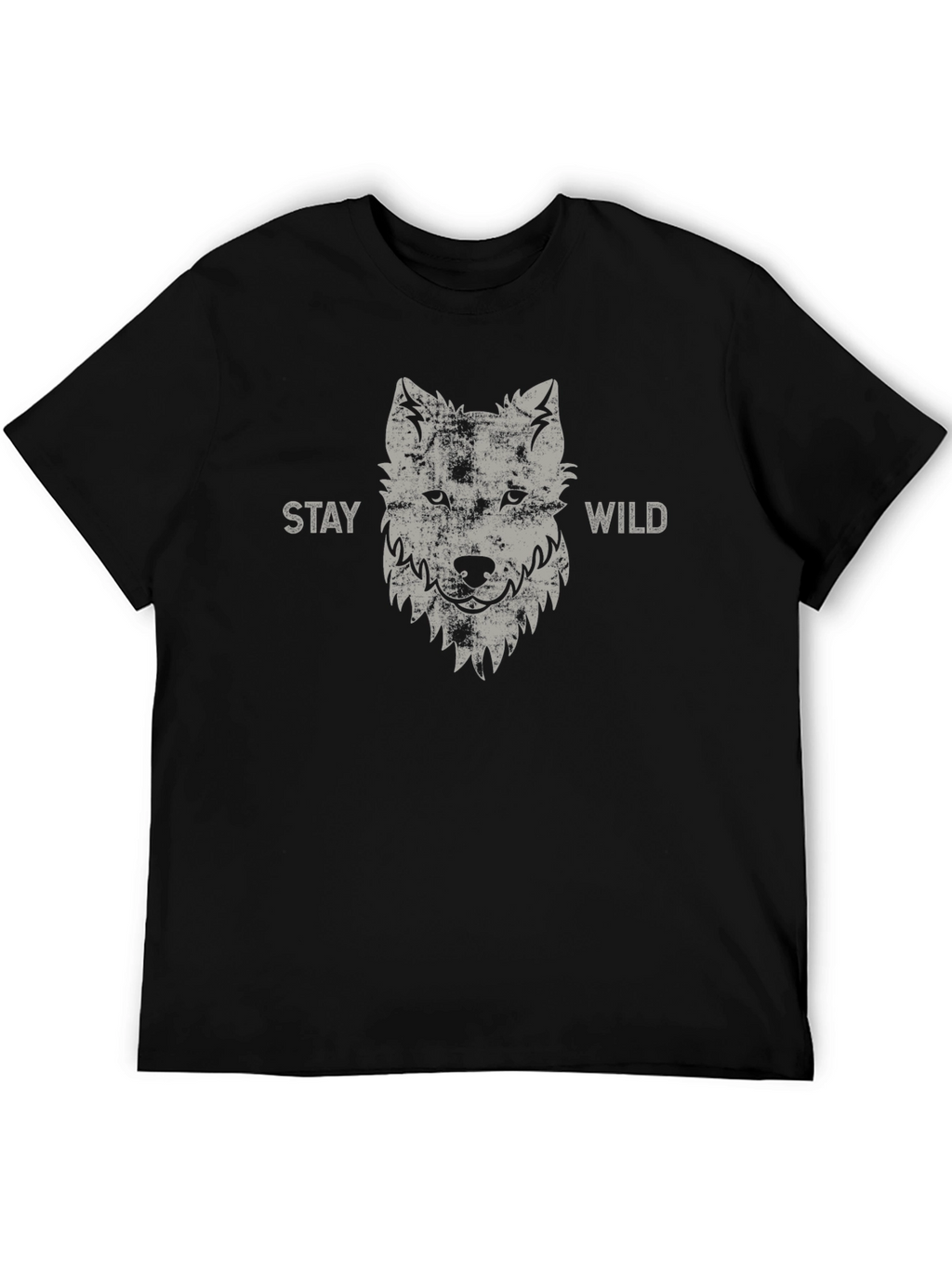 Stay Wild Wolf Graphic Tee - Black