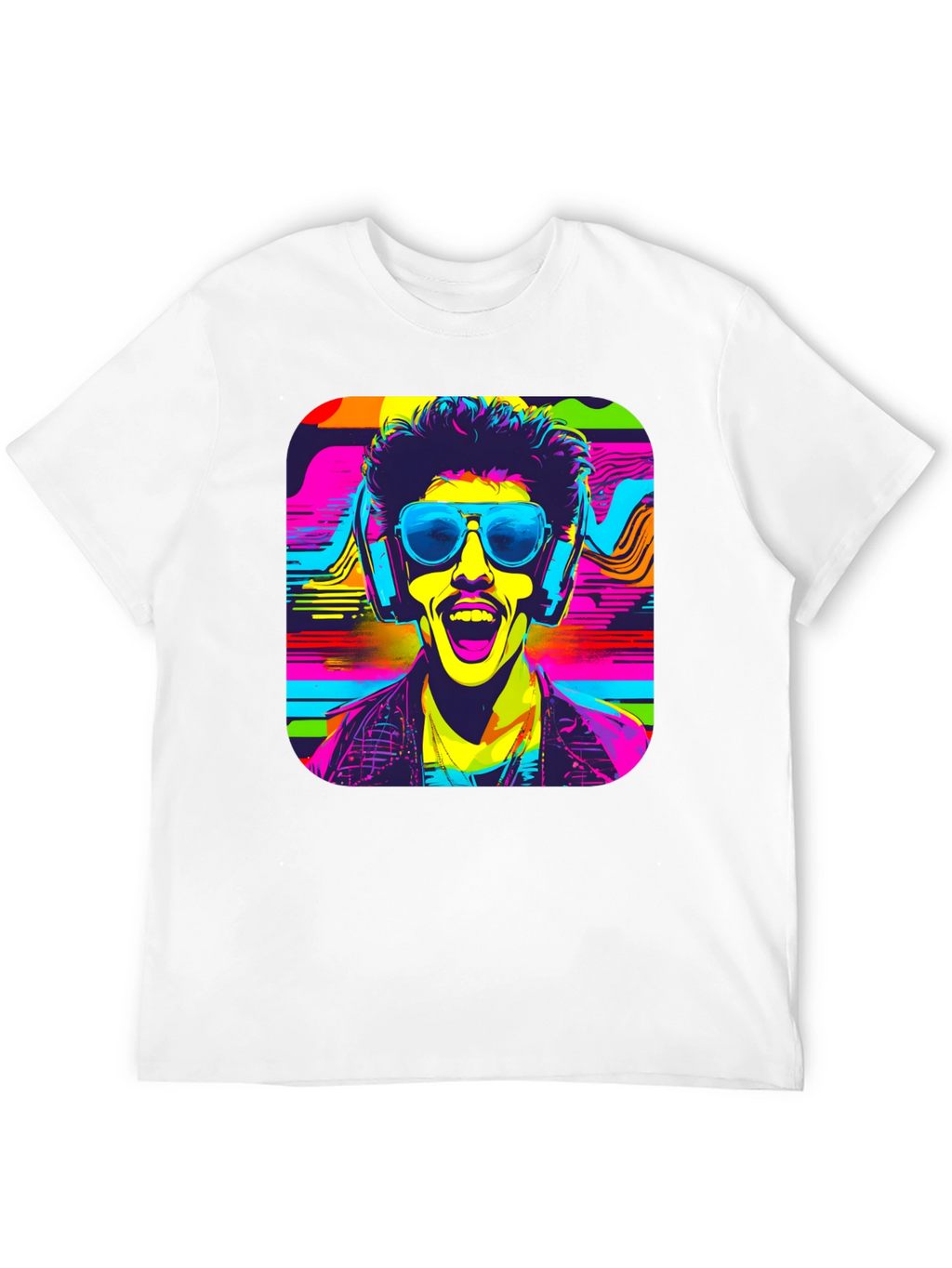 Vibrant Retro Rave Graphic T-Shirt