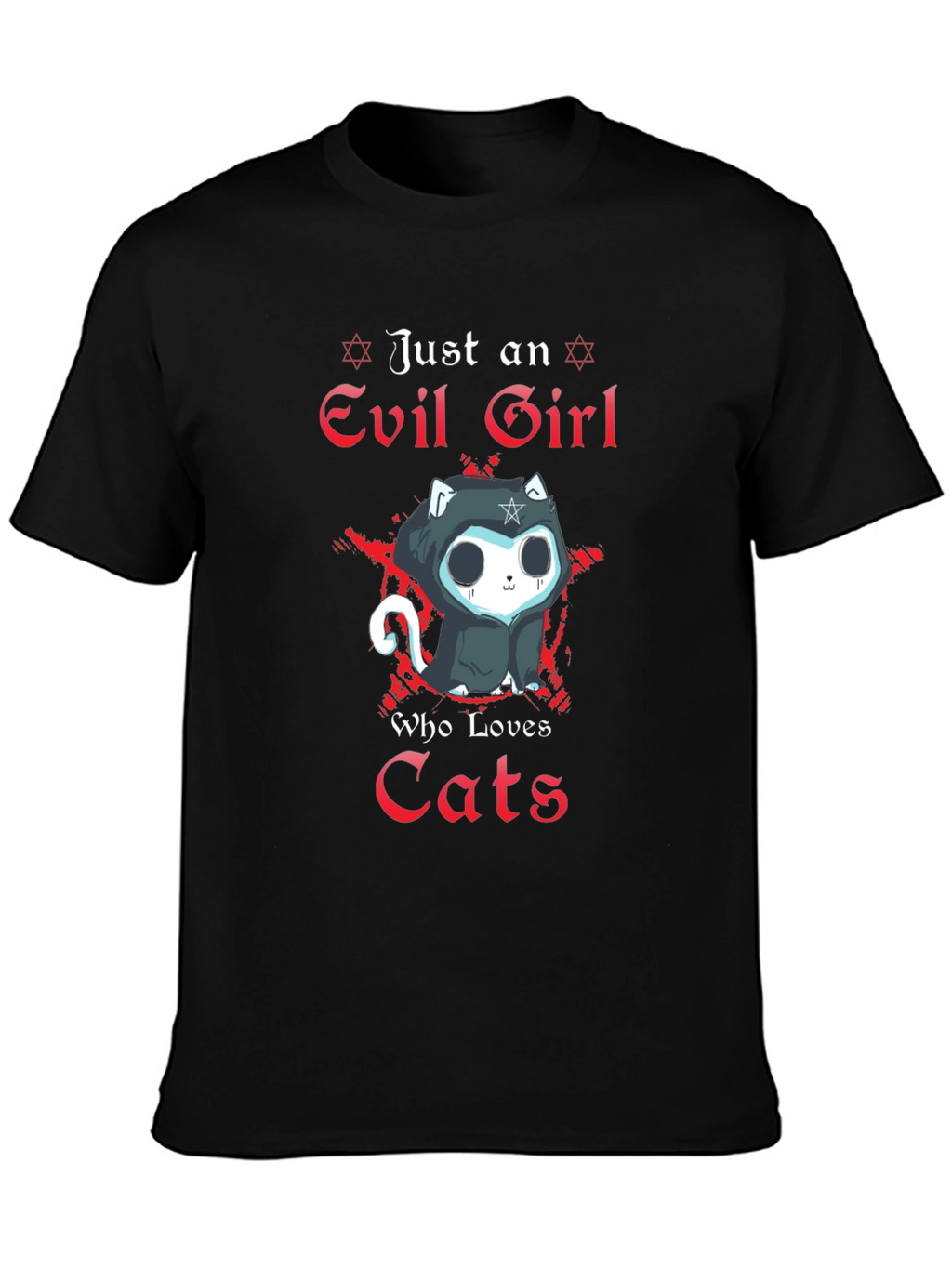 Evil Girl Loves Cats T-Shirt - Gothic Funny Tee