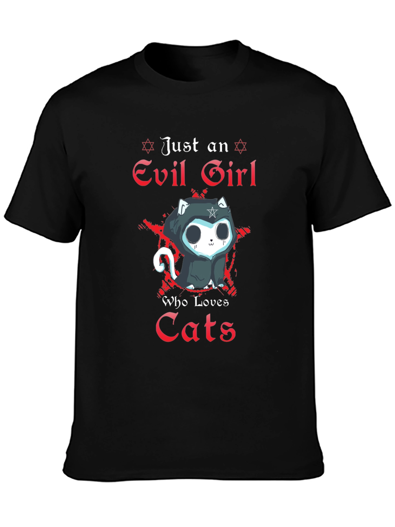 Evil Girl Loves Cats T-Shirt - Gothic Funny Tee