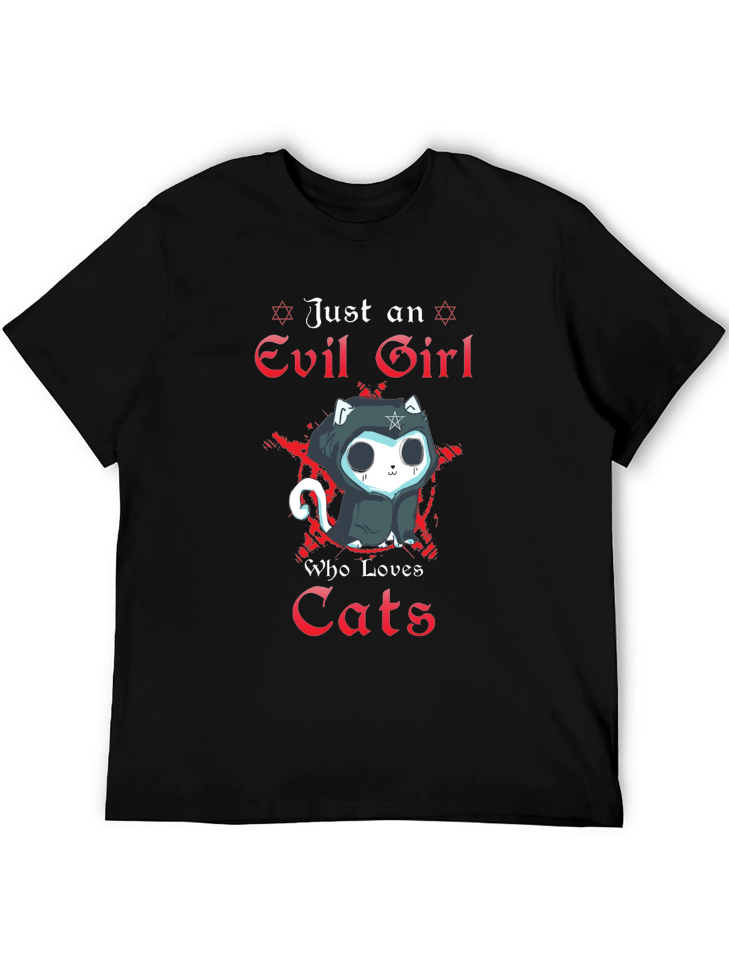 Evil Girl Loves Cats T-Shirt - Gothic Funny Tee