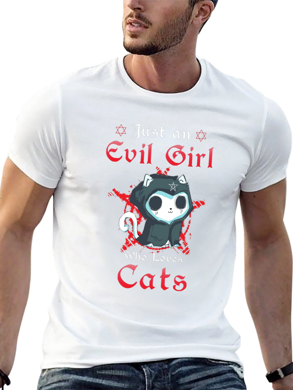 Evil Girl Loves Cats T-Shirt - Gothic Funny Tee