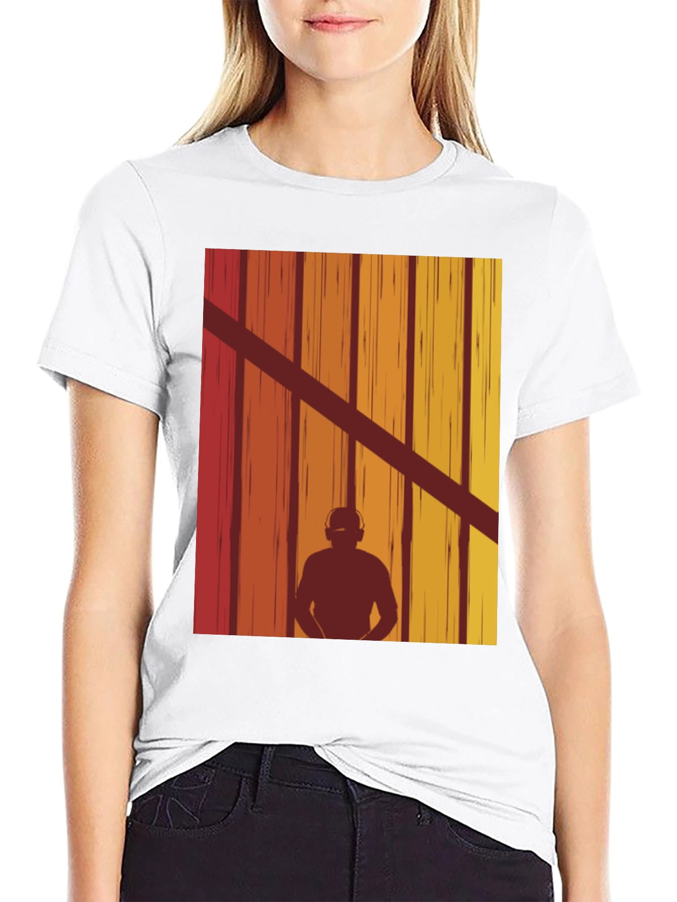 Retro DJ Silhouette Graphic T-Shirt