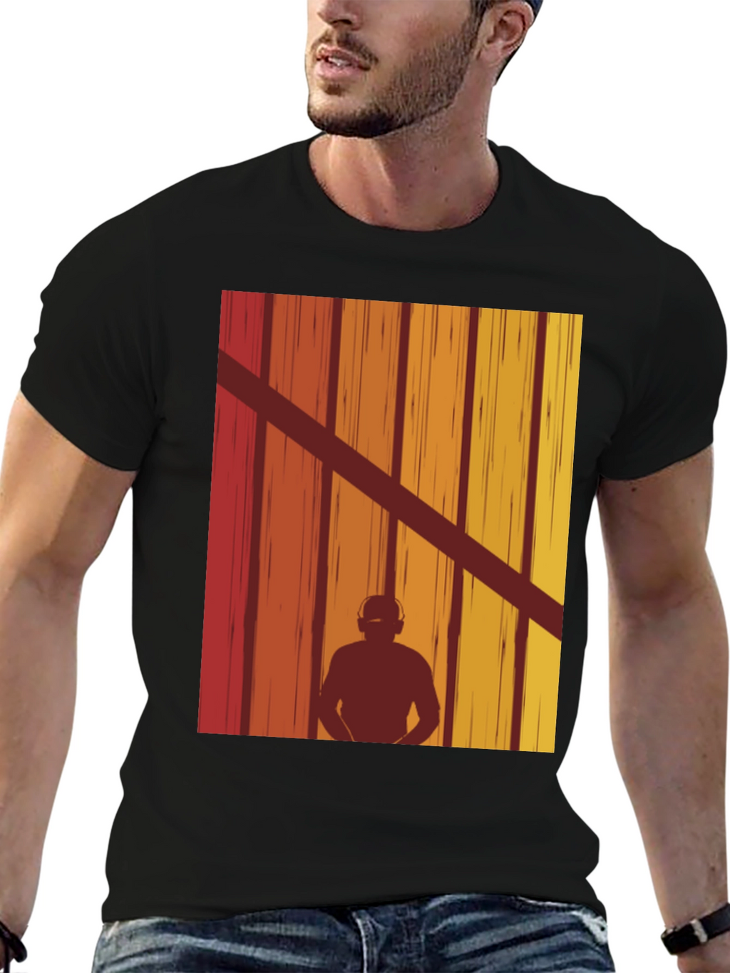 Retro DJ Silhouette Graphic T-Shirt