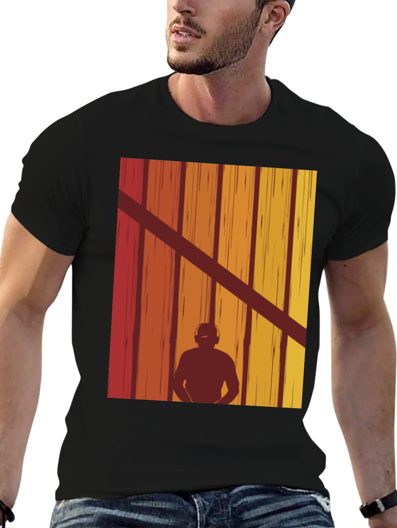 Retro DJ Silhouette Graphic T-Shirt