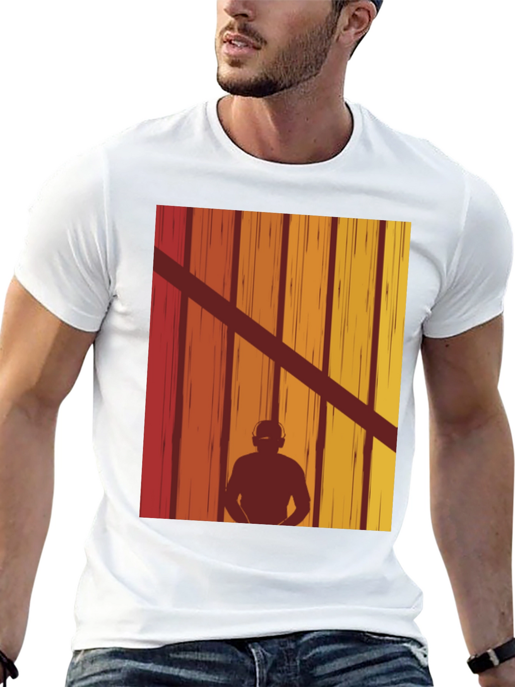 Retro DJ Silhouette Graphic T-Shirt