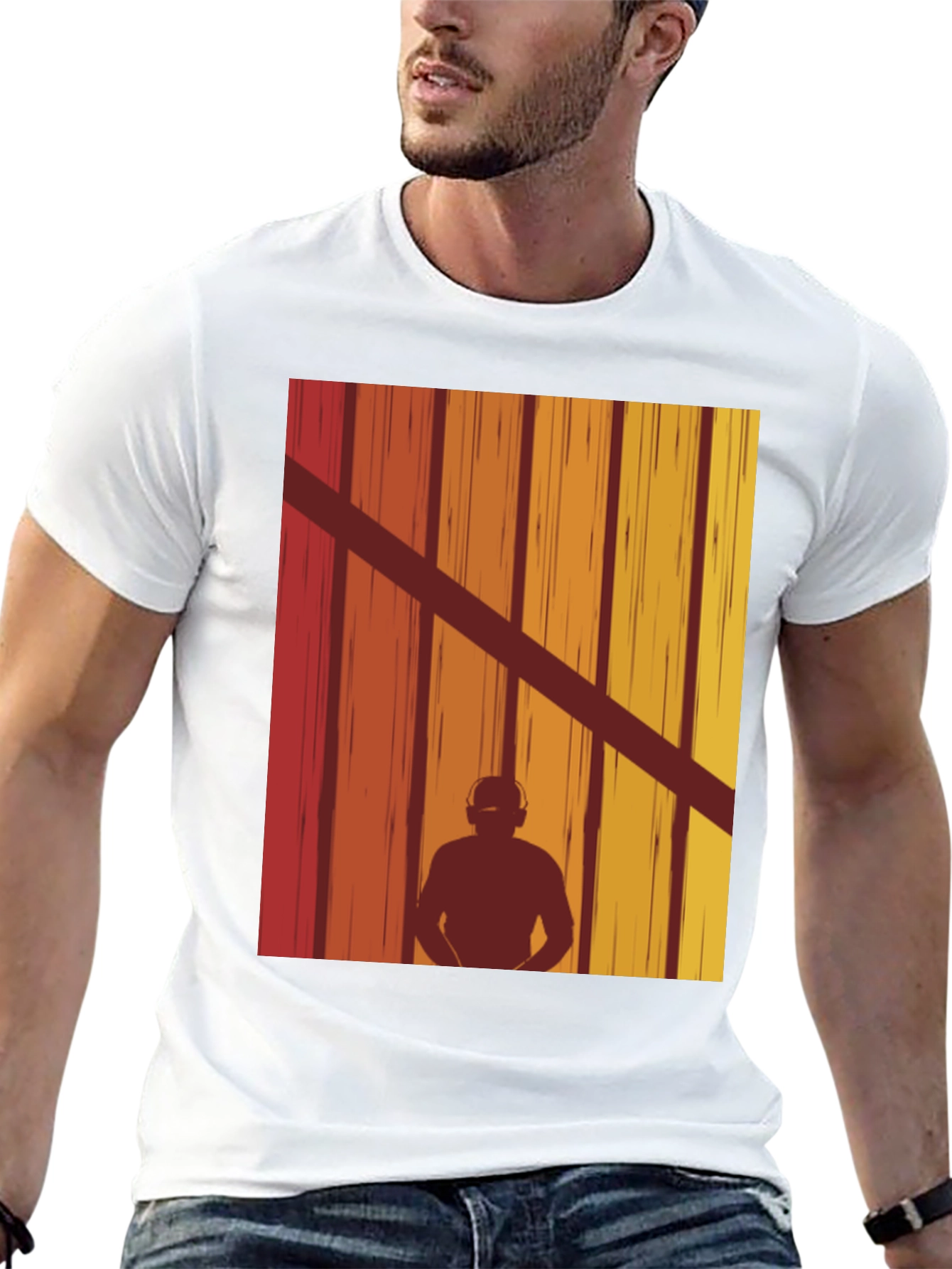Retro DJ Silhouette Graphic T-Shirt