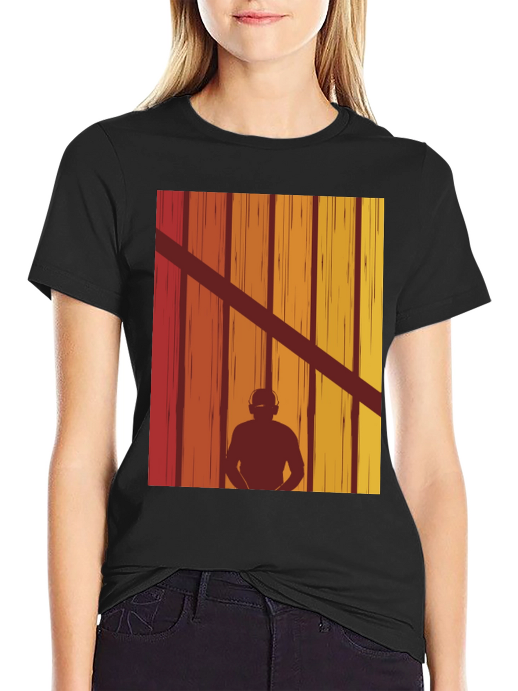 Retro DJ Silhouette Graphic T-Shirt