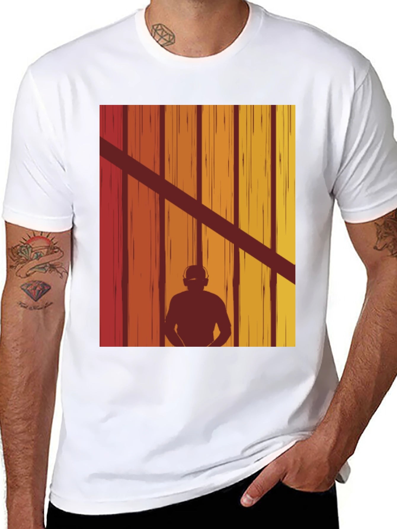 Retro DJ Silhouette Graphic T-Shirt