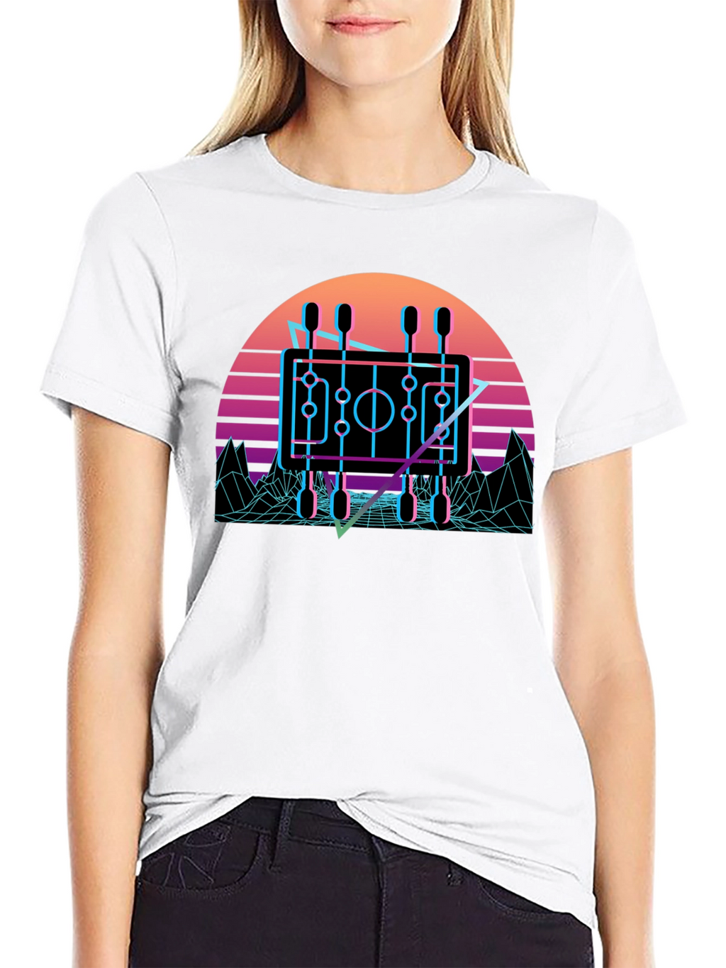 Retro Foosball T-Shirt - Synthwave Style