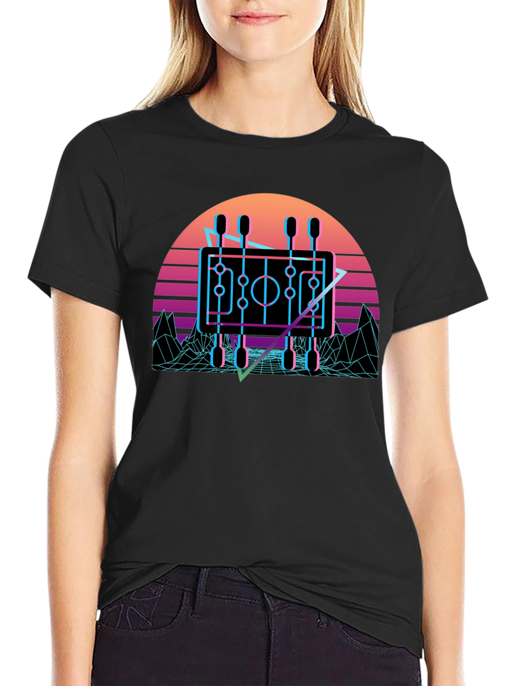 Retro Foosball T-Shirt - Synthwave Style