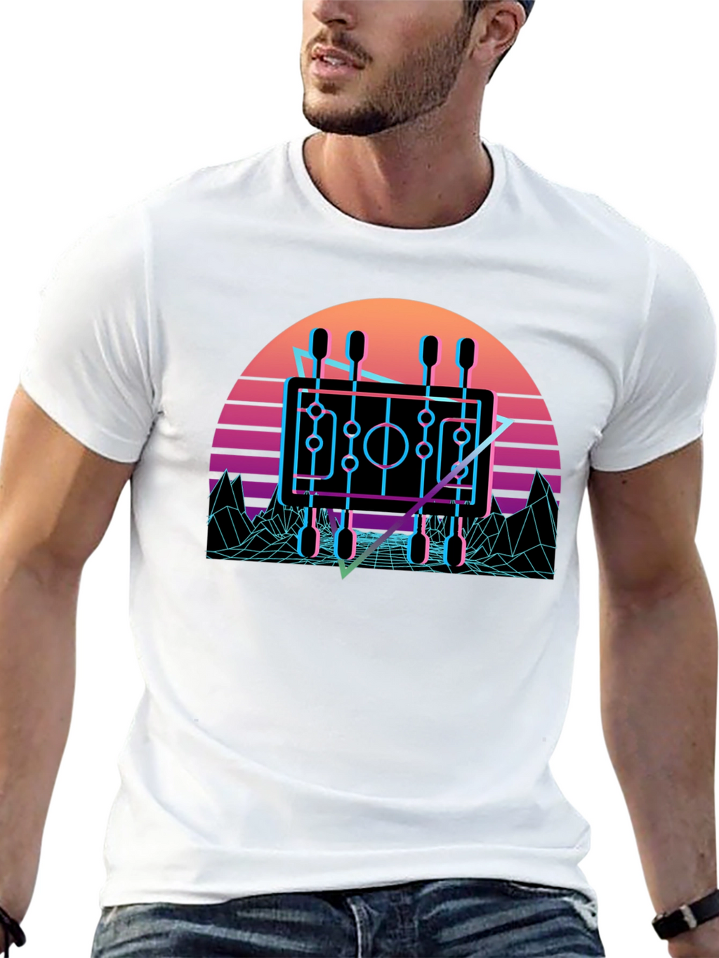 Retro Foosball T-Shirt - Synthwave Style