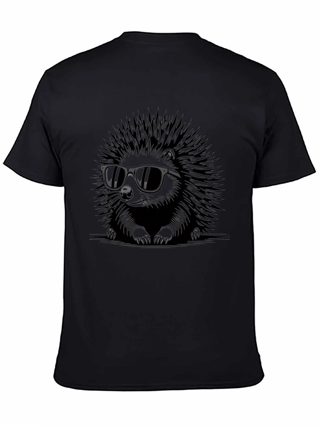 Cool Hedgehog Graphic Tee - Black Cotton