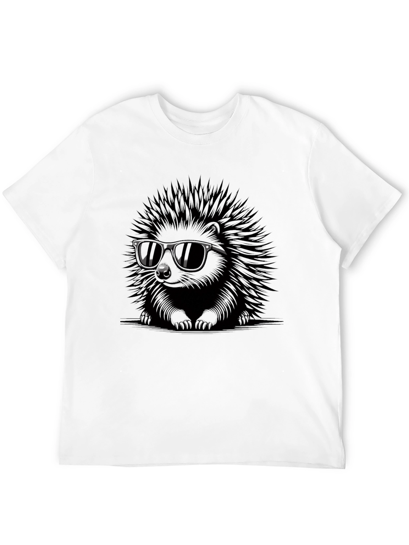 Cool Hedgehog Graphic Tee - Black Cotton